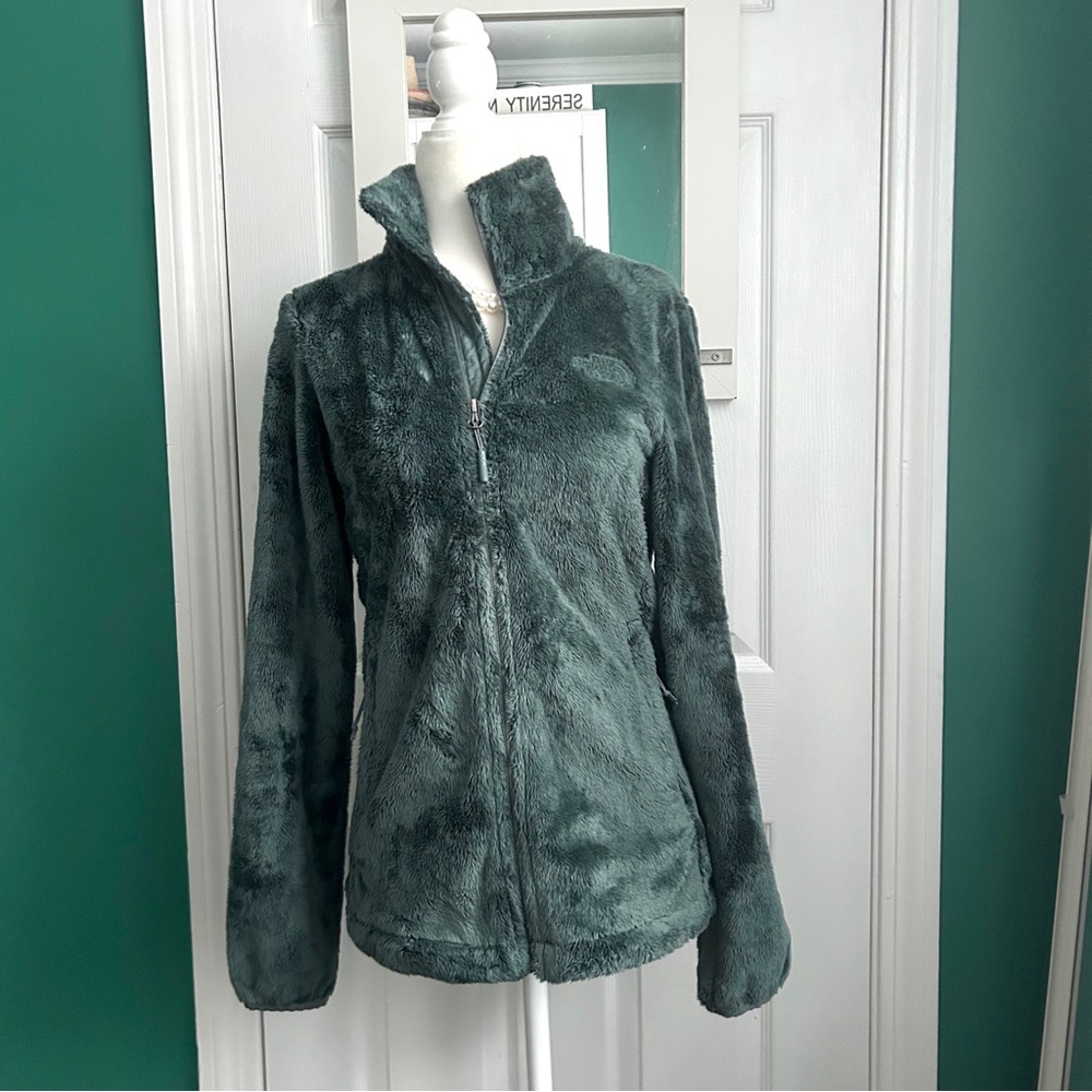 The North Face Furry Raschel Fleece Zip Front Jacket Spruce Green XS